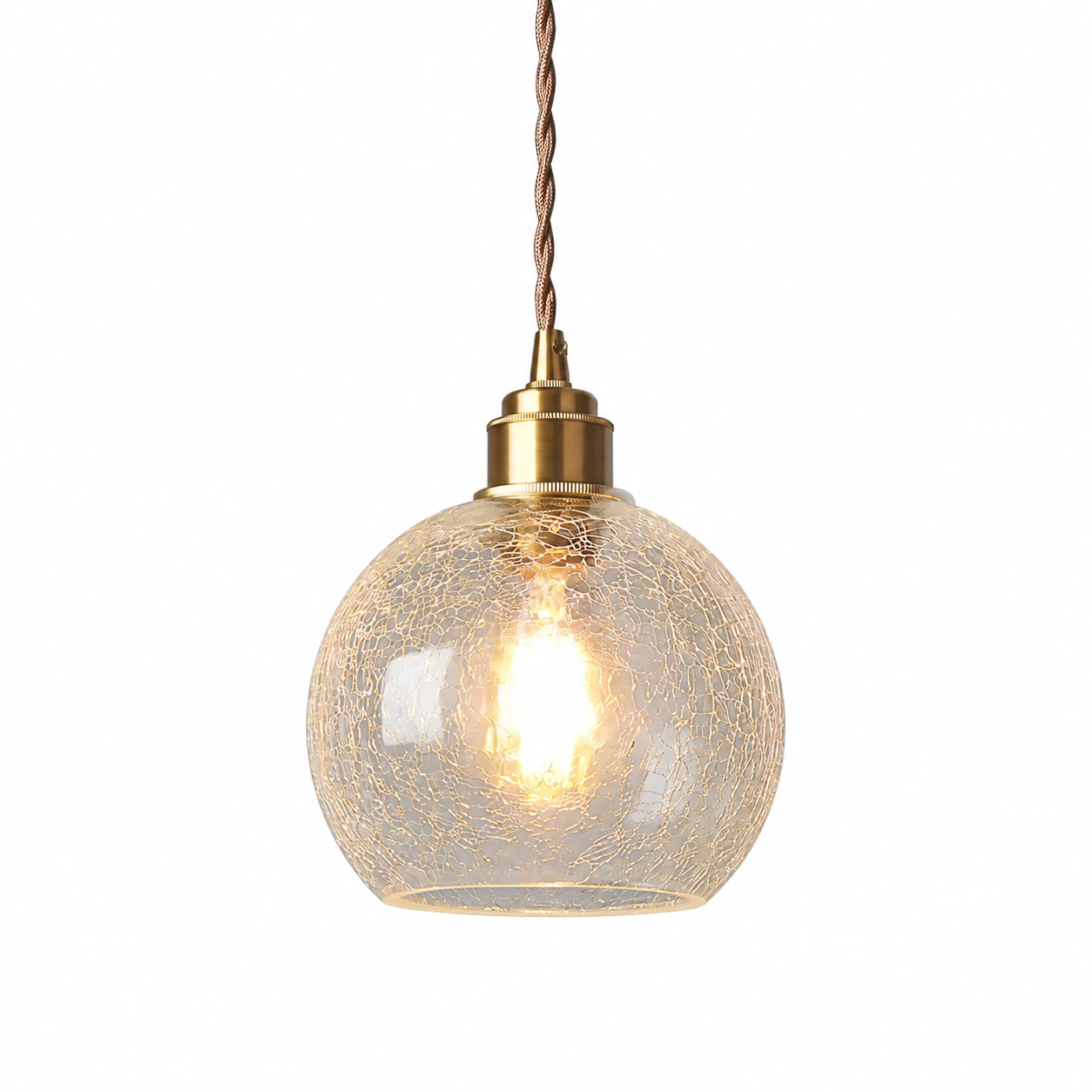 Crackled Glass Globe Pendant Light